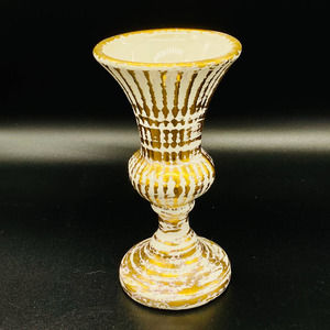 Vintage MCM Haeger #312 Gold Tweed Small Pedestal Bud Vase 5 1/2 in.